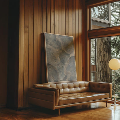 Layered misty gray cloud forms, canvas wall art styled against a soft white wall