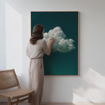 Canvas Wall Art – Indigo Blue Clouds | Minimalist Wall Decor on Cotton Canvas Print