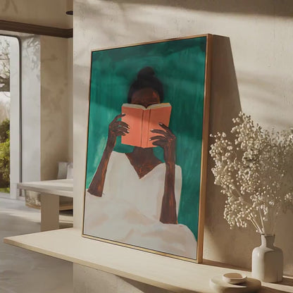 Canvas Wall Art - Woman Reading Print | Modern Minimalist Cotton Canvas Decor